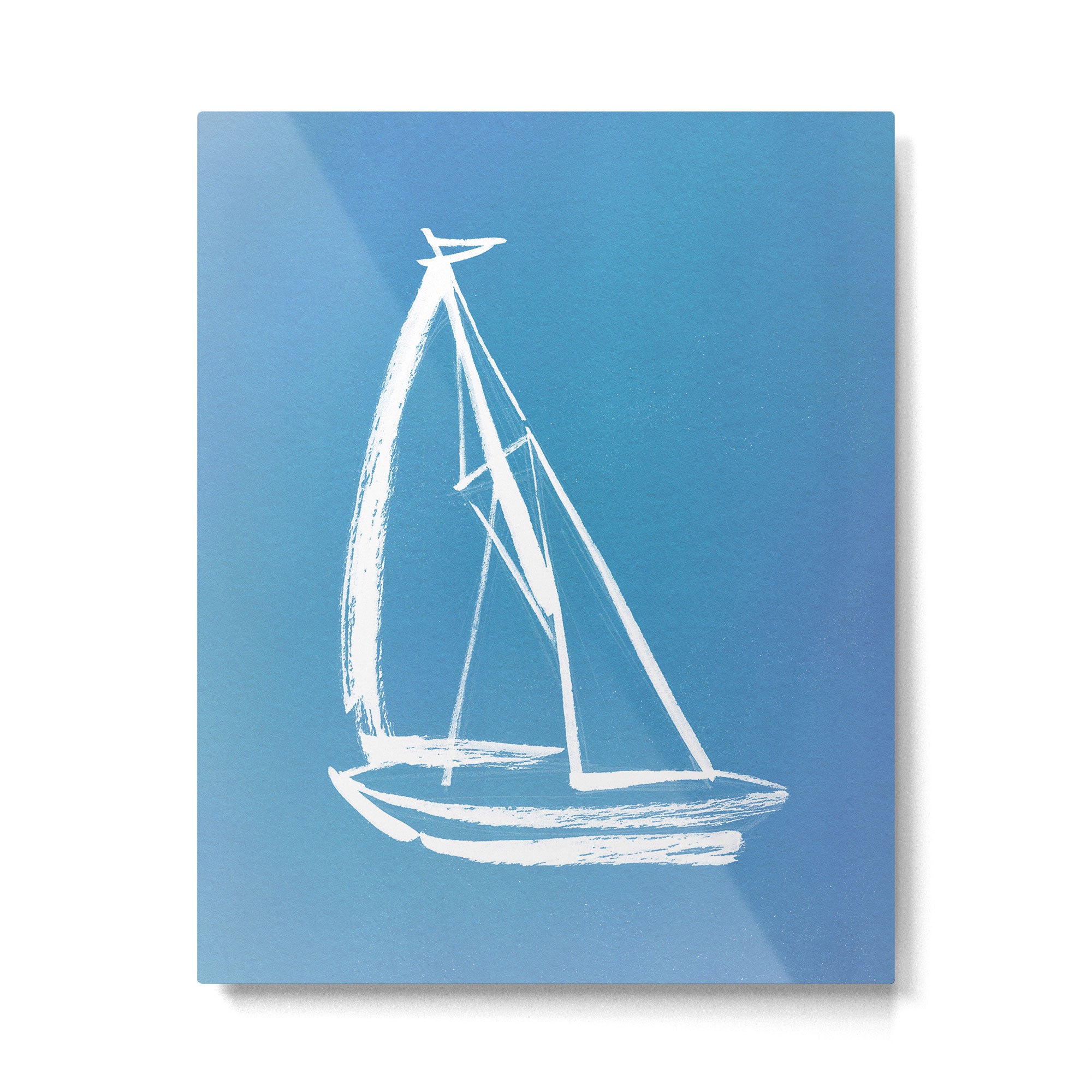 Sailboat Drawing - Blue  Metal Print Gallery Image 4