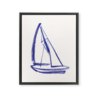 Sailboat Drawing - Blue White Framed Canvas Print Gallery Image 6