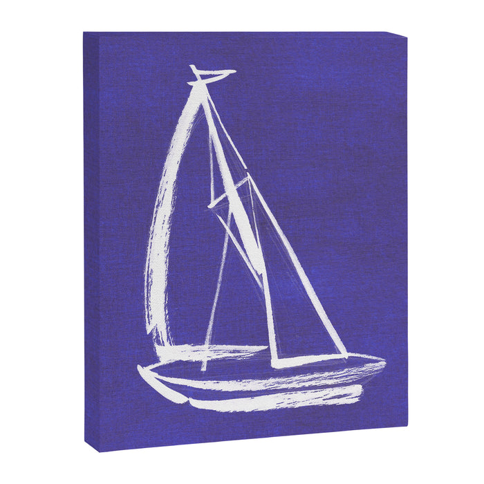 Sailboat Drawing - Indigo Blue Canvas Print Gallery Image 1