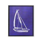 Sailboat Drawing - Indigo Blue Framed Canvas Print Gallery Image 6
