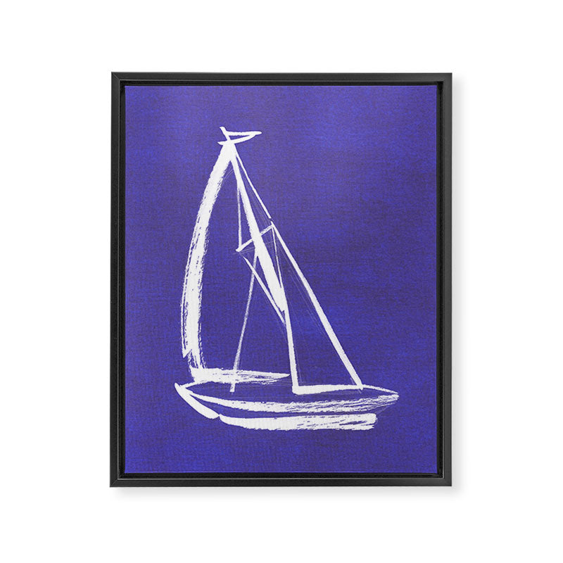 Sailboat Drawing - Indigo Blue Framed Canvas Print Gallery Image 6