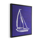 Sailboat Drawing - Indigo Blue Framed Canvas Print Gallery Image 2