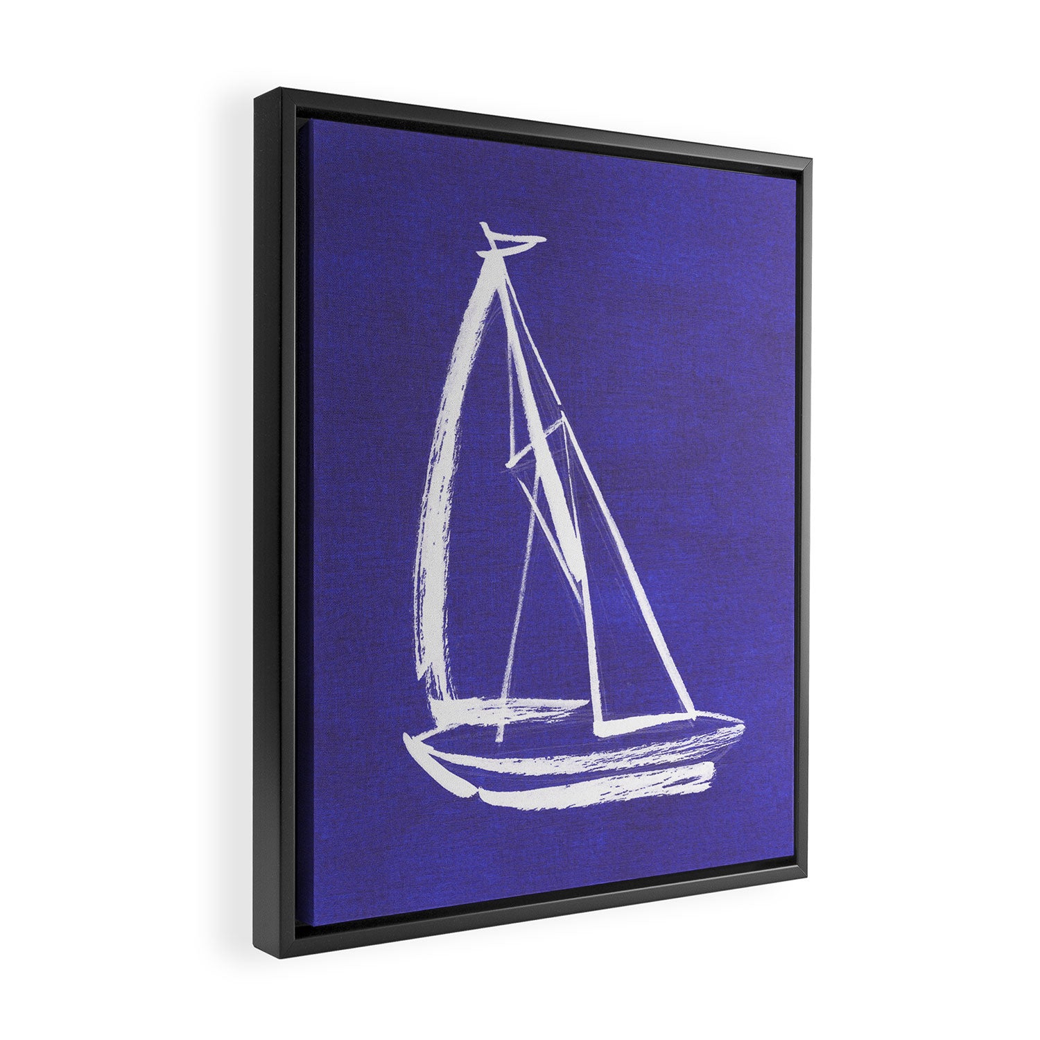 Sailboat Drawing - Indigo Blue Framed Canvas Print Gallery Image 2