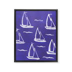 Sailboat Drawing - Indigo Blue Pattern Framed Canvas Print Gallery Image 6