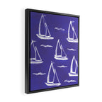 Sailboat Drawing - Indigo Blue Pattern Framed Canvas Print Gallery Image 2