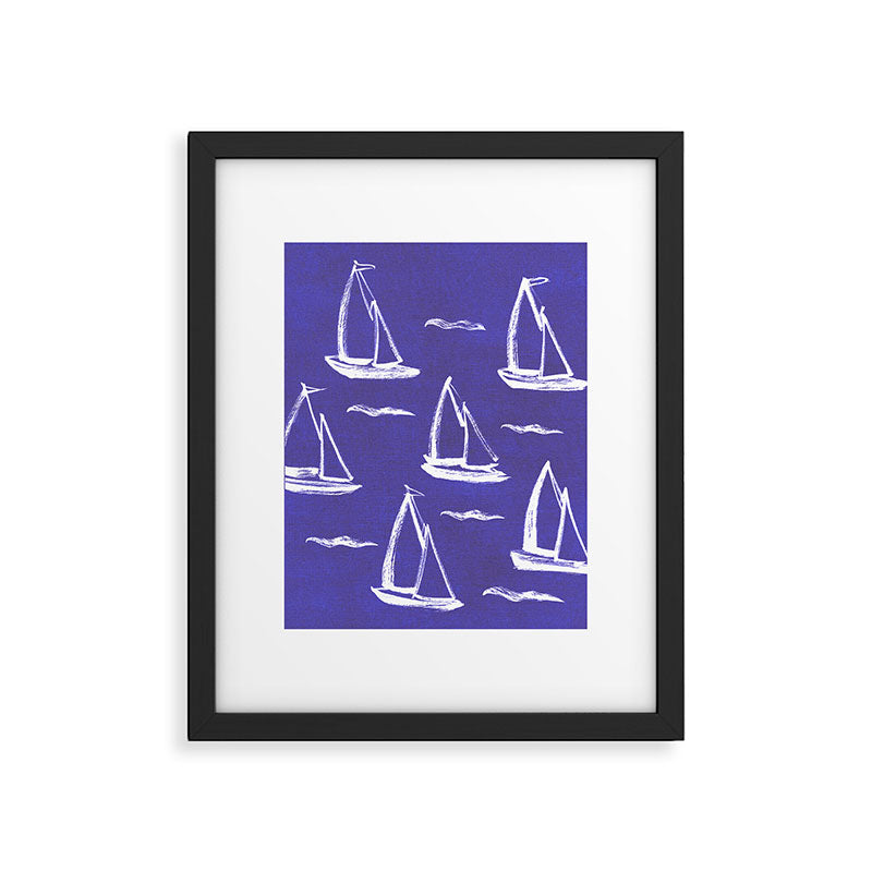 Sailboat Drawing - Indigo Blue Pattern Framed Art Print Gallery Image 5