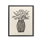 Stripe Flower Vase - Black and White Framed Canvas Print Gallery Image 6
