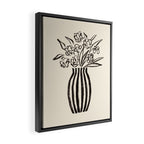 Stripe Flower Vase - Black and White Framed Canvas Print Gallery Image 2
