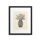 Stripe Flower Vase - Black and White Framed Art Print Gallery Image 5