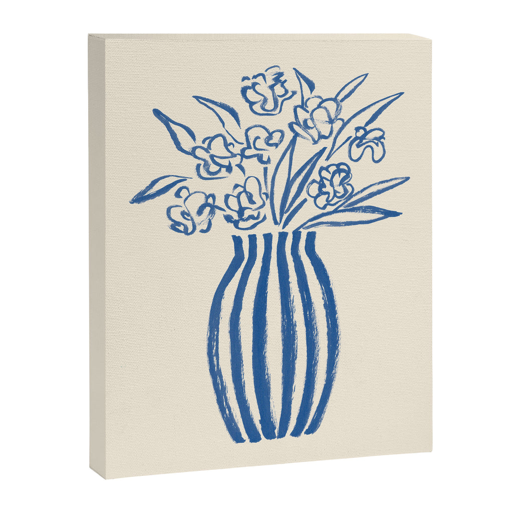 Stripe Flower Vase - Blue Canvas Print Gallery Image 6