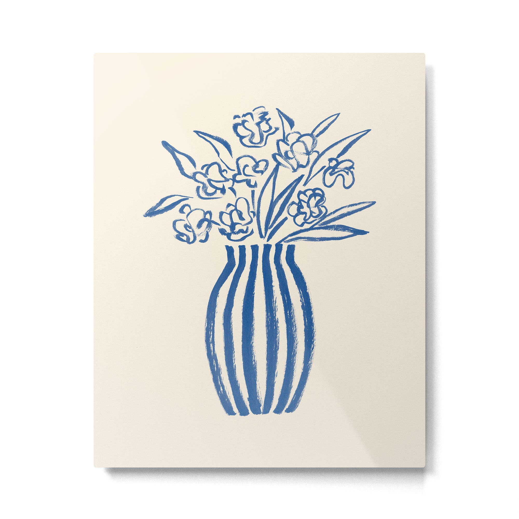 Stripe Flower Vase - Blue Metal Print Gallery Image 4