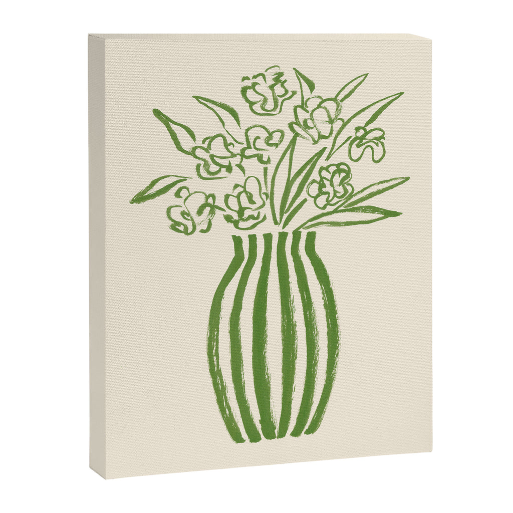 Stripe Flower Vase - Green Canvas Print Gallery Image 6