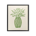 Stripe Flower Vase - Green Framed Canvas Print Gallery Image 6