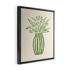 Stripe Flower Vase - Green Framed Canvas Print Gallery Image 2