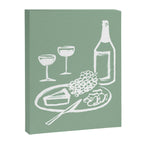 Wine and Cheese Aperitivo - on Pastel Green Canvas Print Gallery Image 6