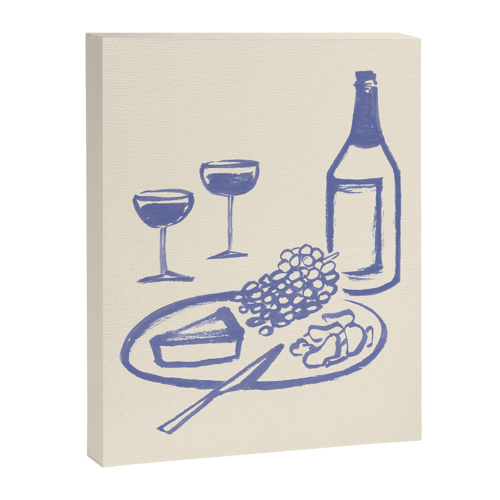 Wine and Cheese Aperitivo - Blue Canvas Print Gallery Image 6