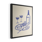 Wine and Cheese Aperitivo - Blue Framed Canvas Print Gallery Image 2
