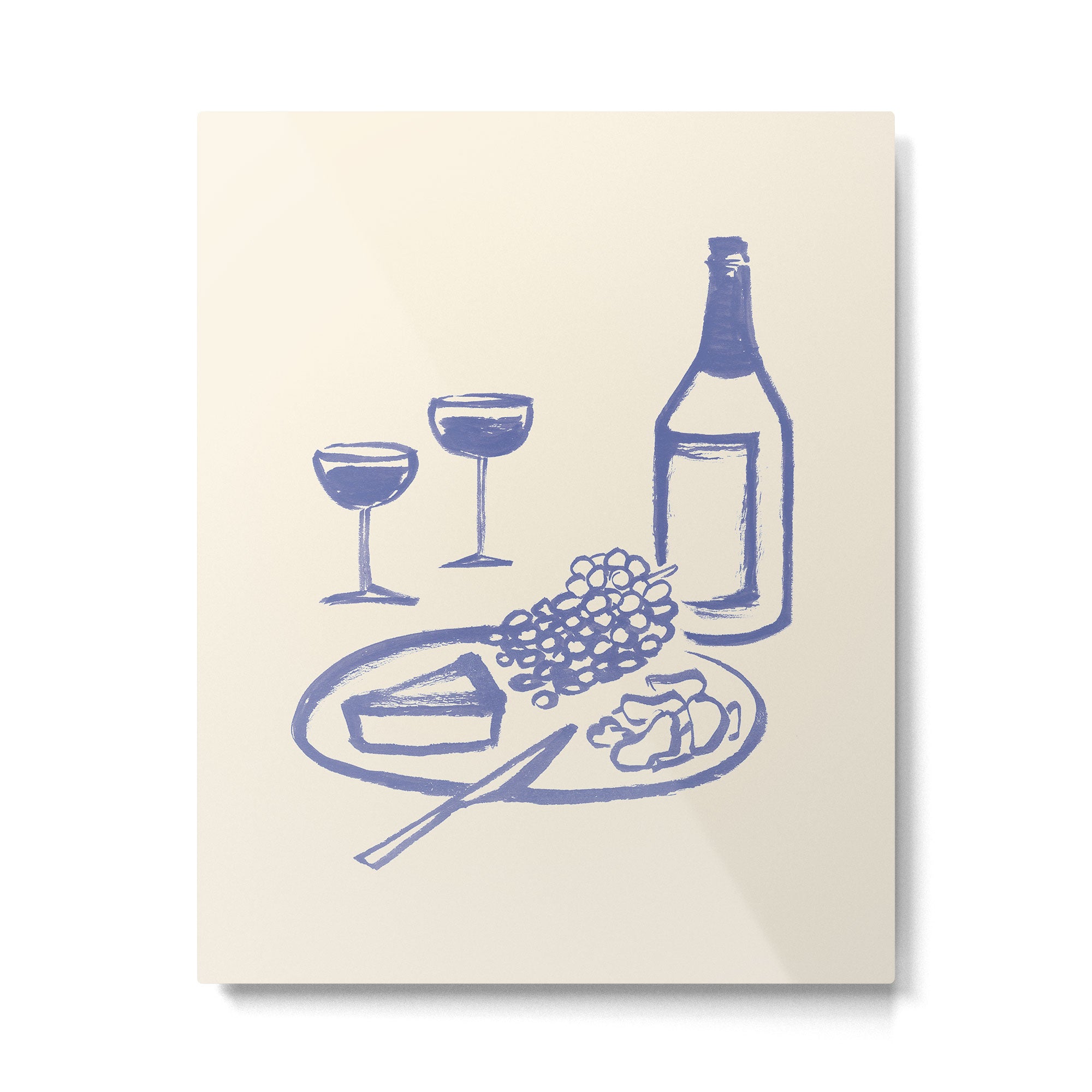 Wine and Cheese Aperitivo - Blue Metal Print Gallery Image 4