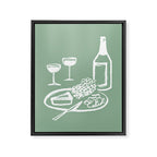 Wine and Cheese Aperitivo - on Pastel Green Framed Canvas Print Gallery Image 6