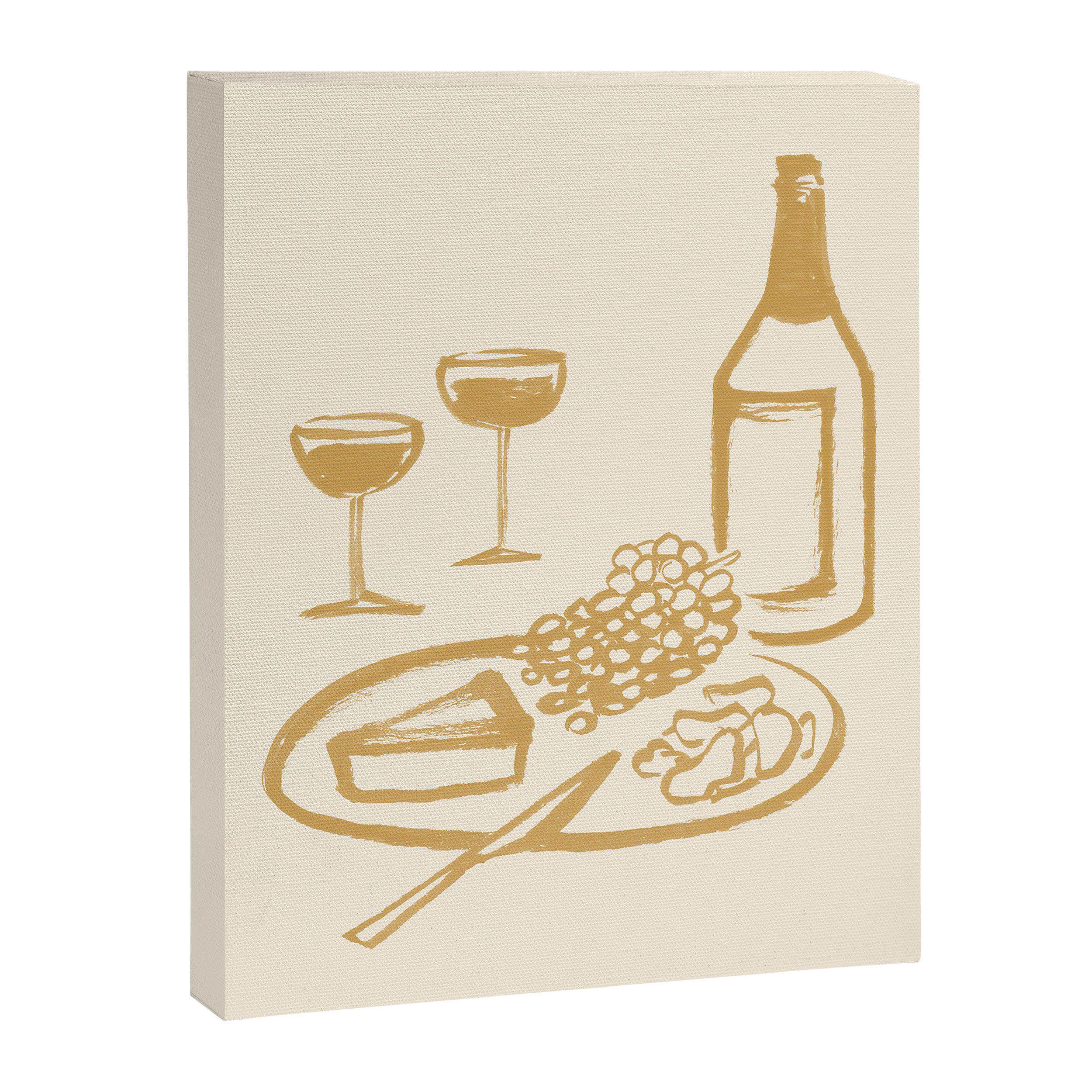 Wine and Cheese Aperitivo - Gold  Canvas Print Gallery Image 6
