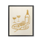 Wine and Cheese Aperitivo - Gold  Framed Canvas Print Gallery Image 6