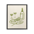 Wine and Cheese Aperitivo - Green Framed Canvas Print Gallery Image 6