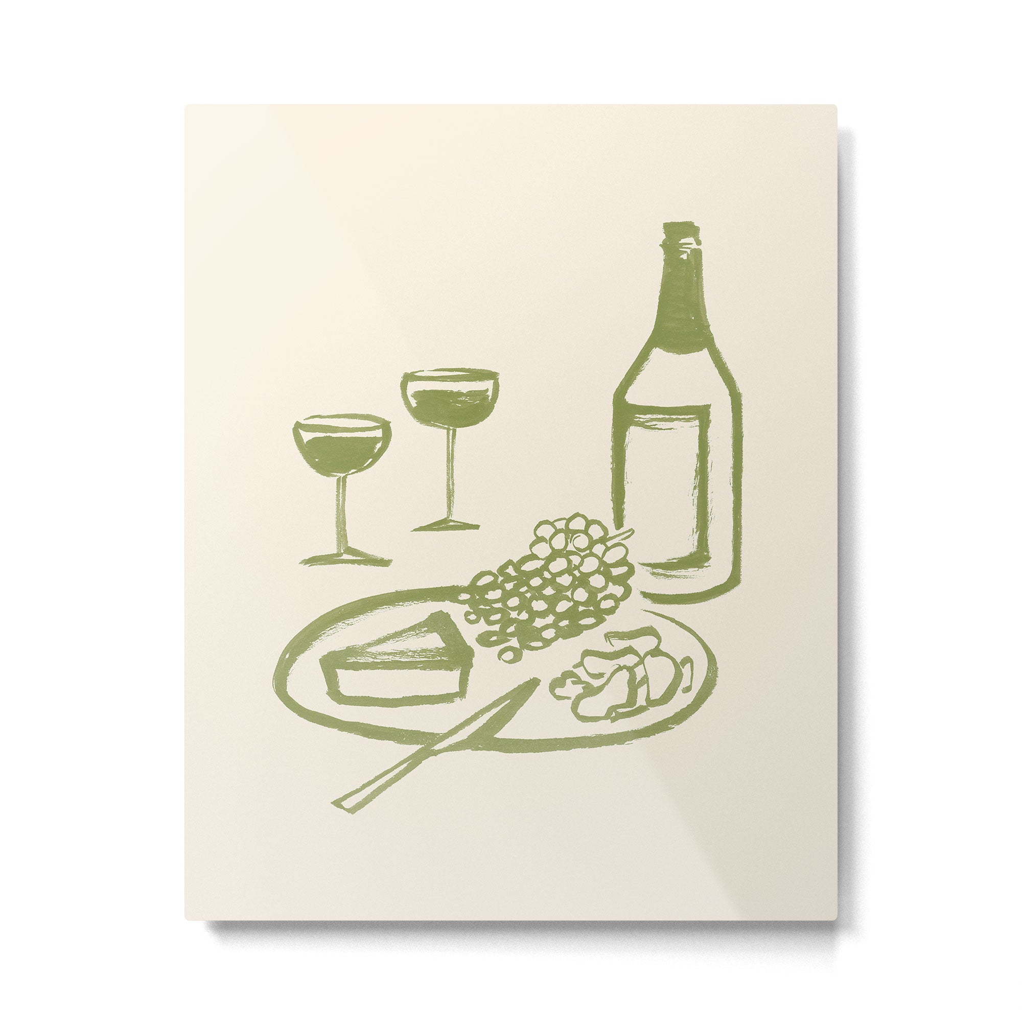Wine and Cheese Aperitivo - Green Metal Print Gallery Image 4