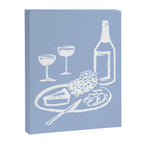 Wine and Cheese Aperitivo - on Pastel Blue Canvas Print Gallery Image 6