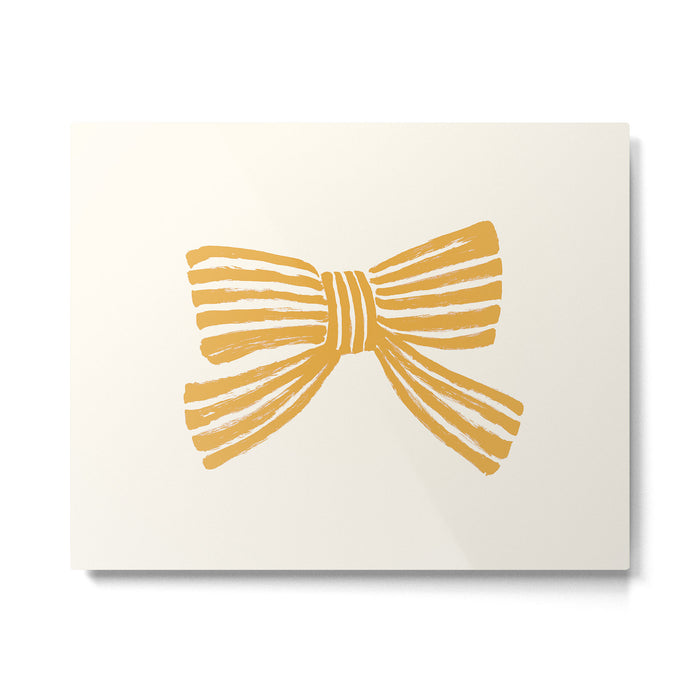 Yellow Stripe Bow Ribbon  Metal Print Gallery Image 1