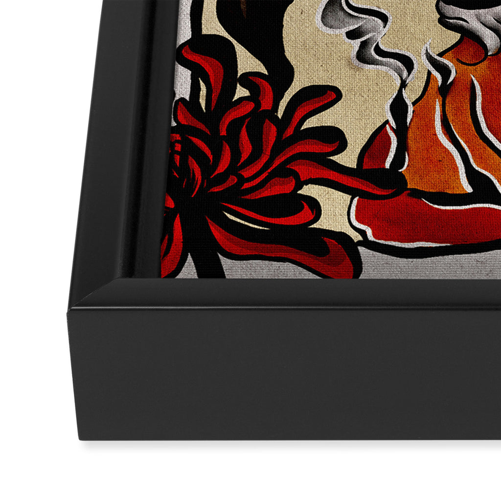 Tiger Ukiyo-e style Framed Canvas Print Gallery Image 3
