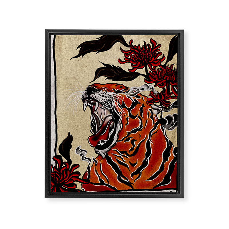 Tiger Ukiyo-e style Framed Canvas Print Gallery Image 6