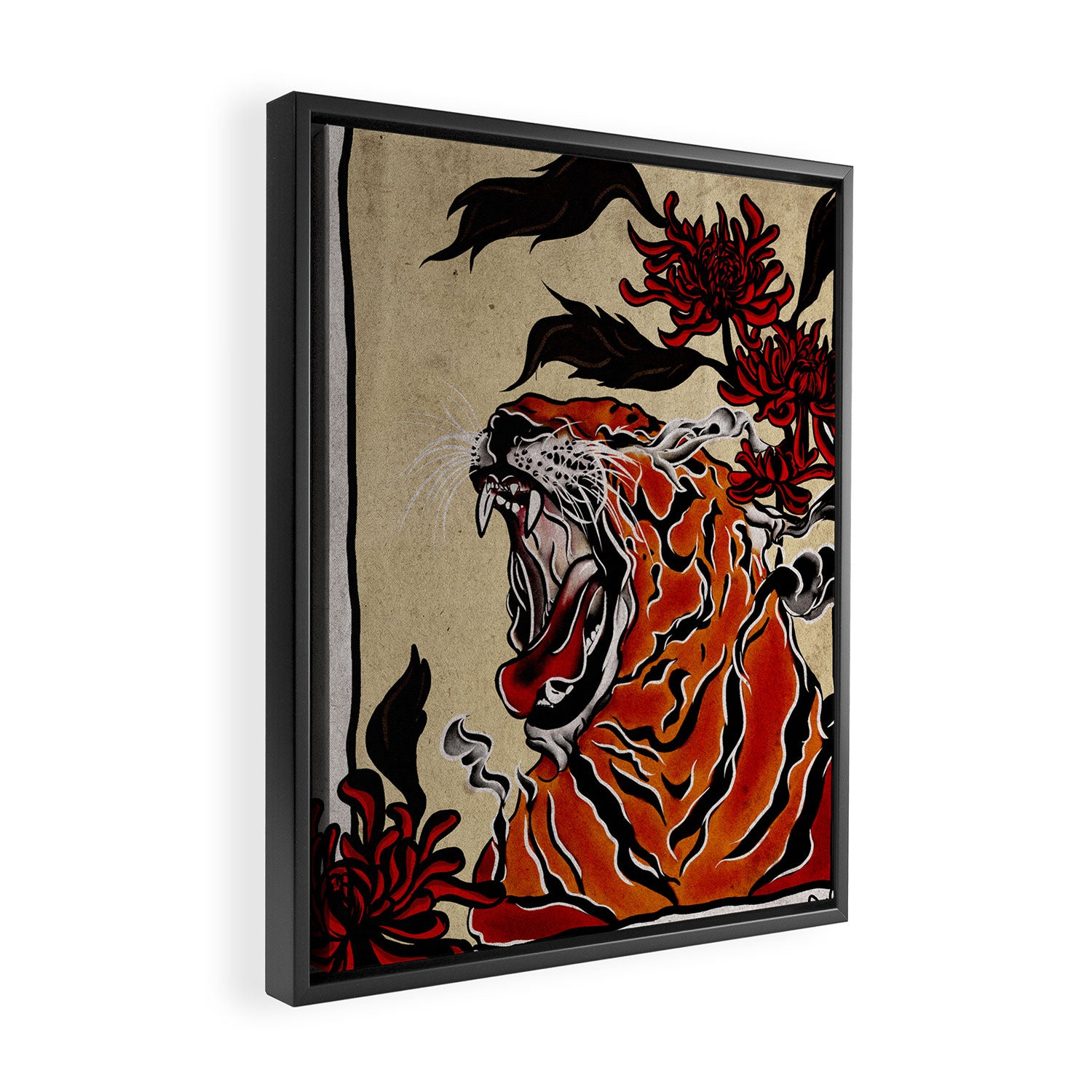Tiger Ukiyo-e style Framed Canvas Print Gallery Image 2