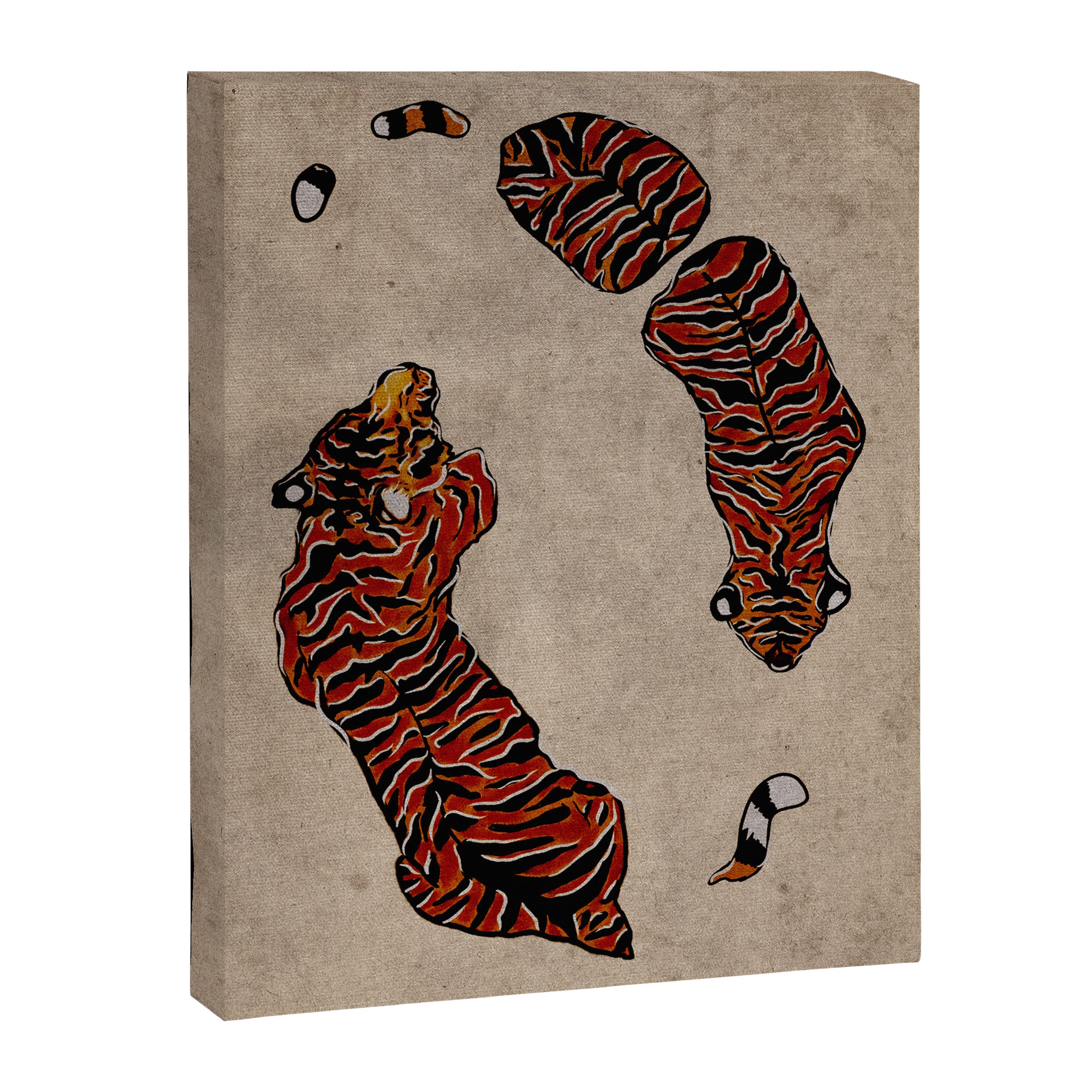 Two Tigers -- Ukiyo-e Style Canvas Print Gallery Image 6