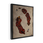 Two Tigers -- Ukiyo-e Style Framed Canvas Print Gallery Image 2