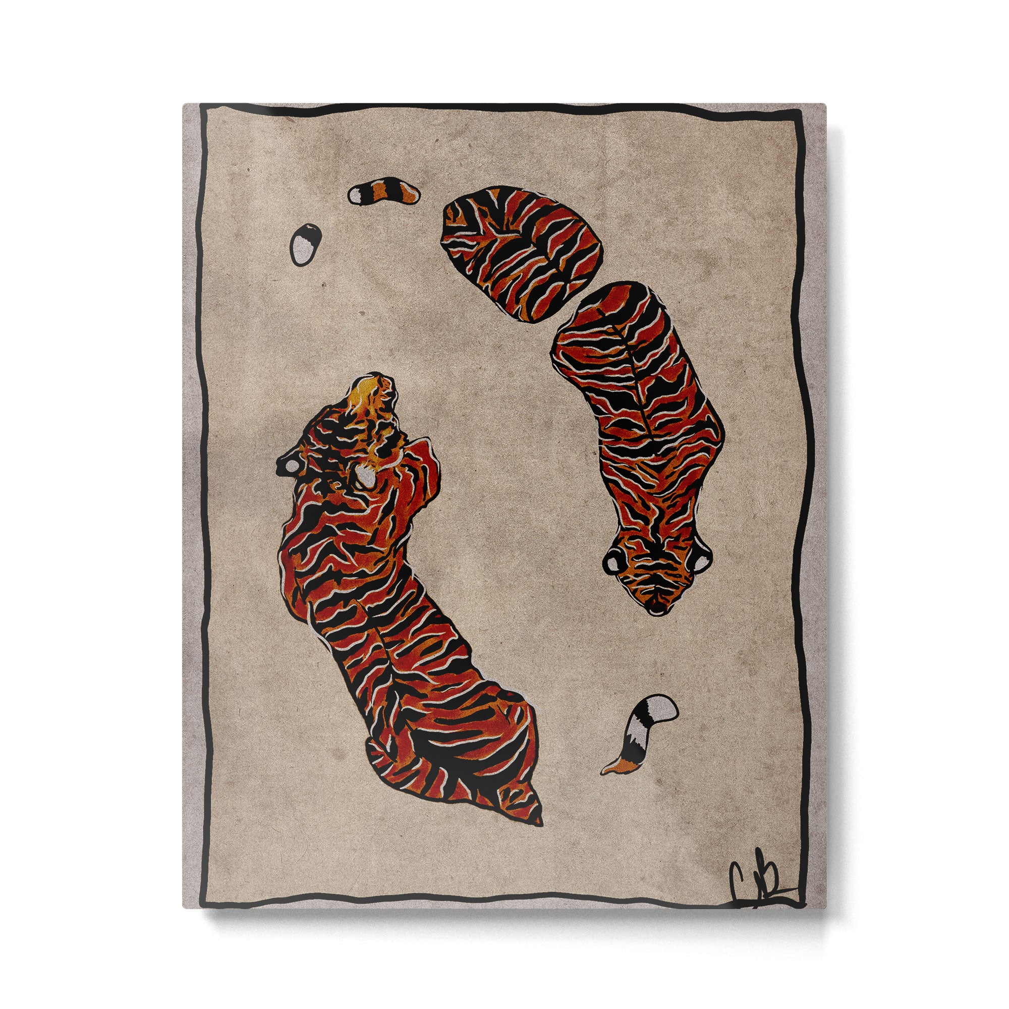 Two Tigers -- Ukiyo-e Style Metal Print Gallery Image 4