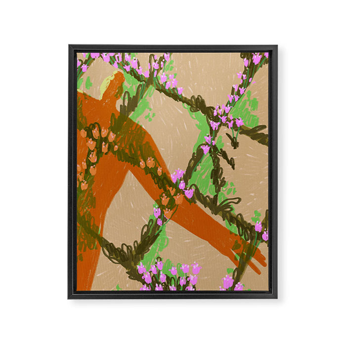 Shadows Among the Flowers Framed Canvas Print Gallery Image 1