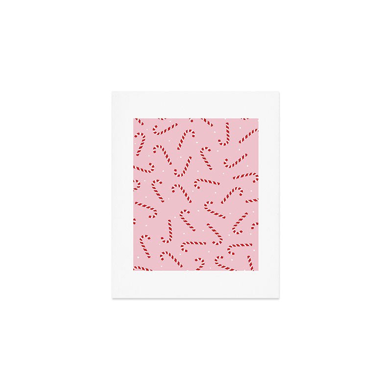 Christmas Candy Cane Pink Art Print Gallery Image 1