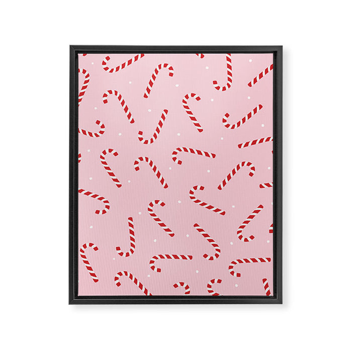 Christmas Candy Cane Pink Framed Canvas Print Gallery Image 1
