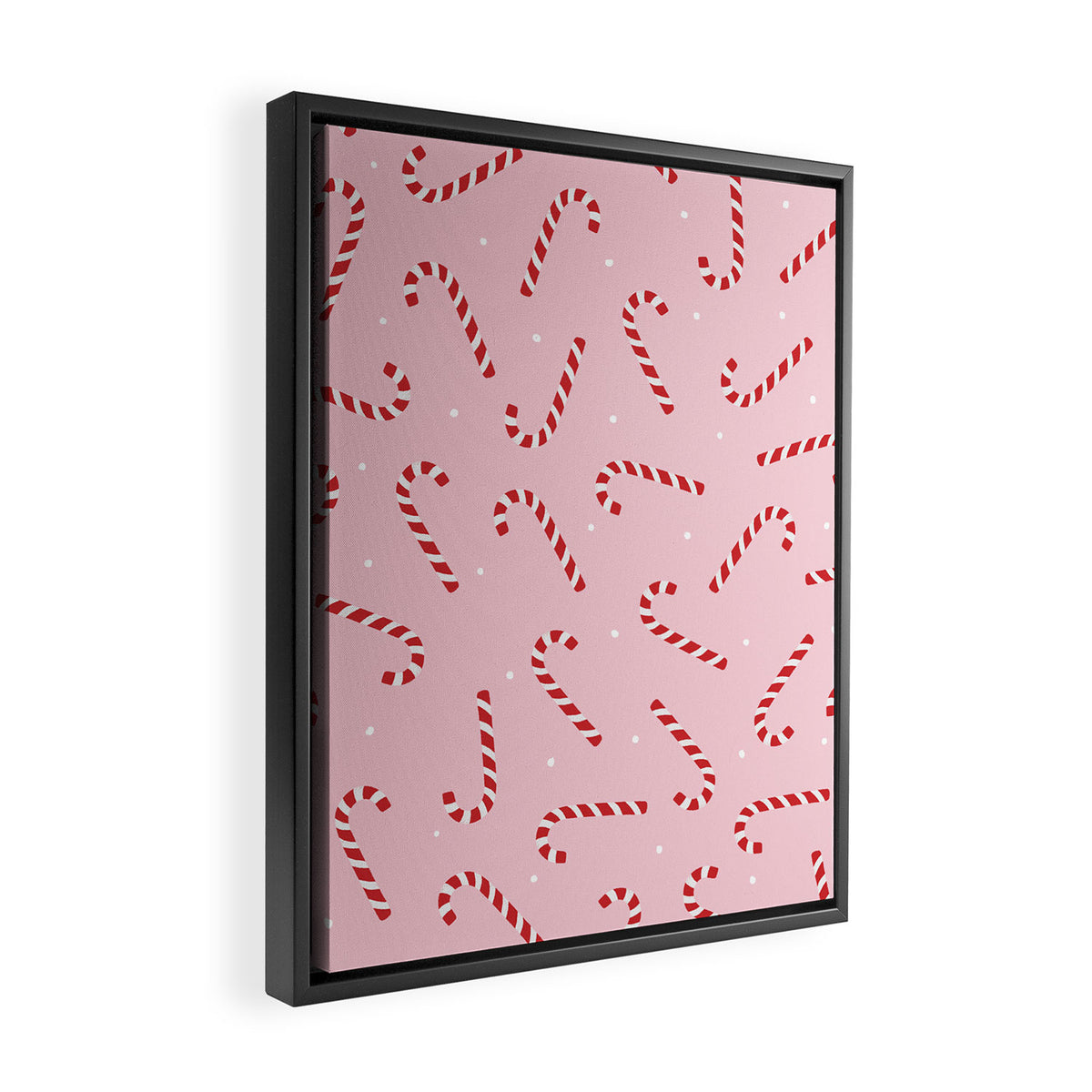 Christmas Candy Cane Pink Framed Canvas Print Gallery Image 2