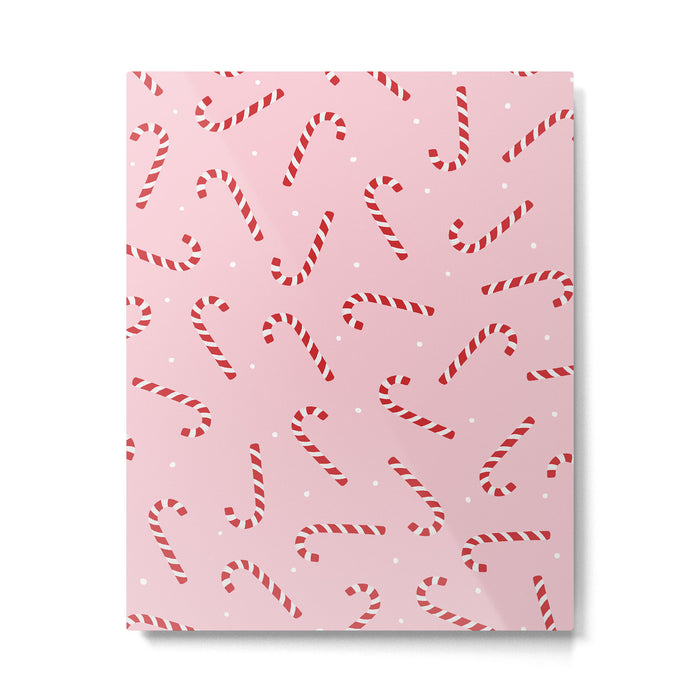 Christmas Candy Cane Pink Metal Print Gallery Image 1