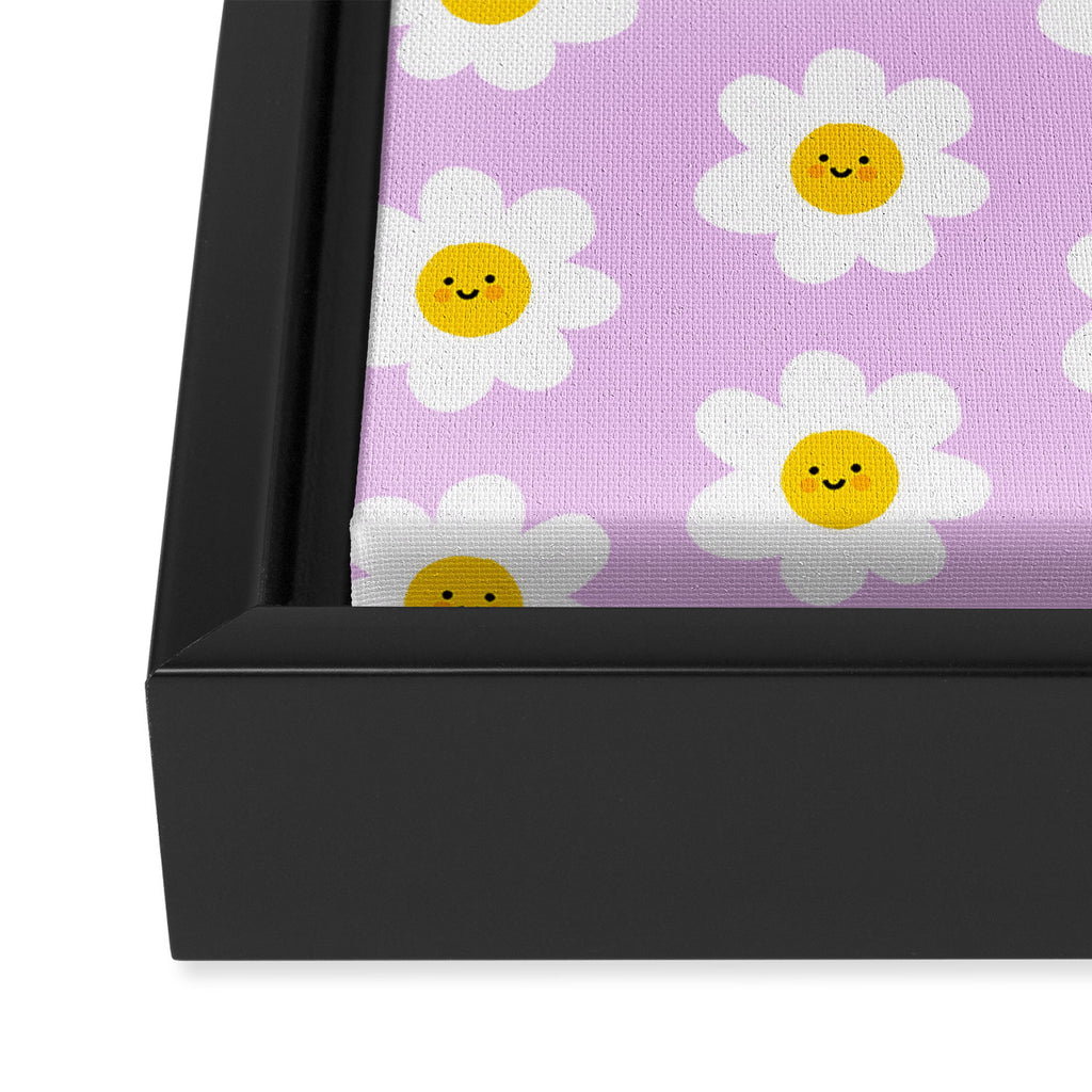 Happy Flowers - Purple  Framed Canvas Print Gallery Image 3