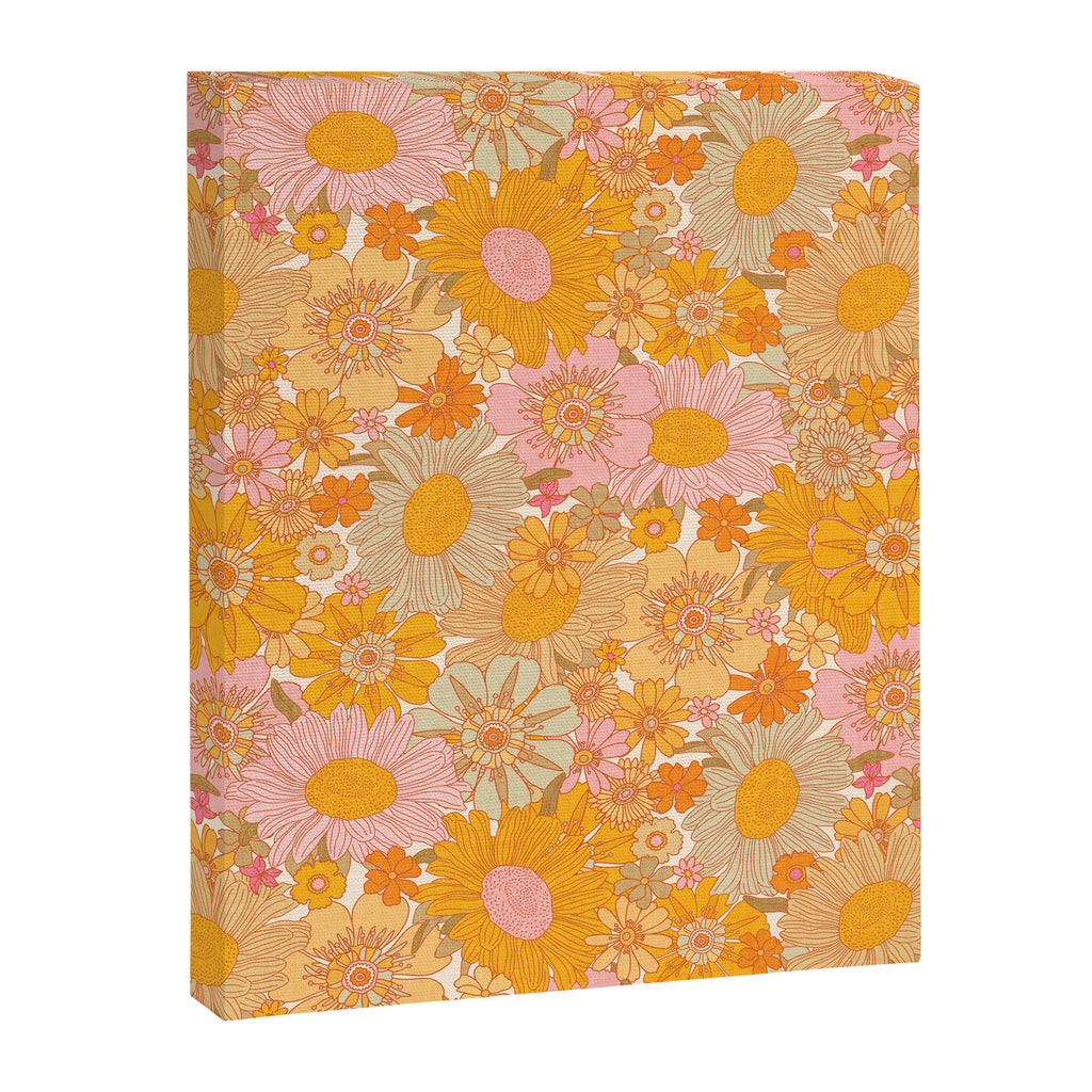 Retro Florals 70s Cream Canvas Print Gallery Image 8