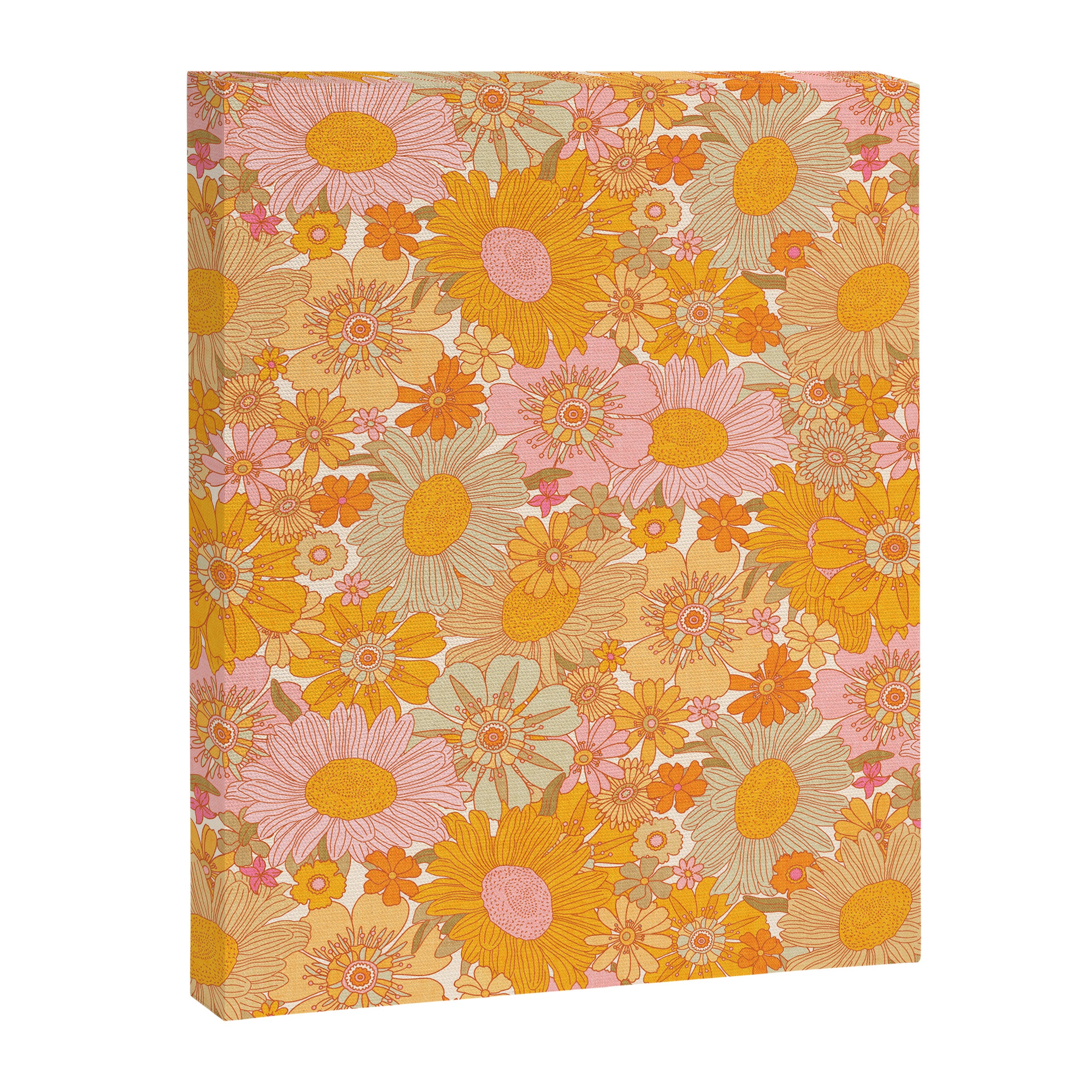 Retro Florals 70s Cream Canvas Print Gallery Image 8