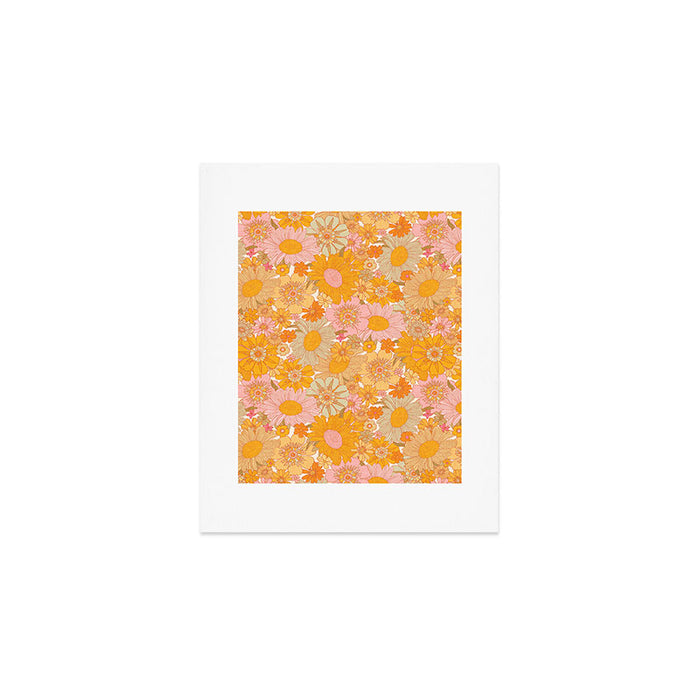 Retro Florals 70s Cream Art Print Gallery Image 1