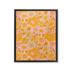 Retro Florals 70s Cream Framed Canvas Print Gallery Image 8