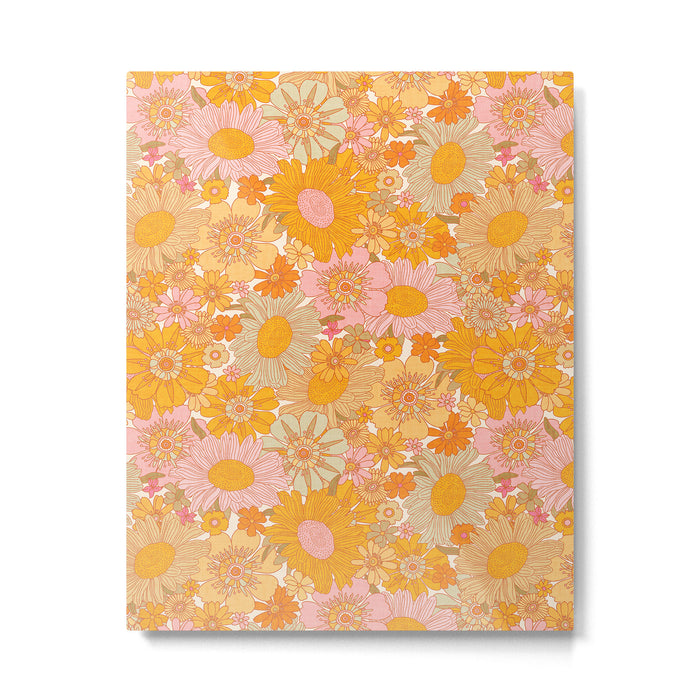 Retro Florals 70s Cream Metal Print Gallery Image 1
