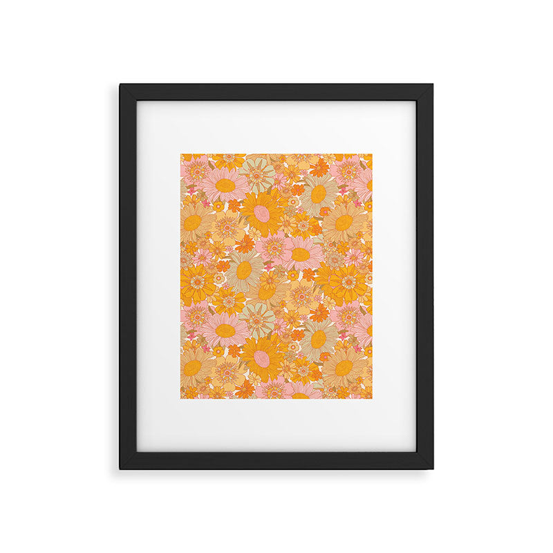 Retro Florals 70s Cream Framed Art Print Gallery Image 6