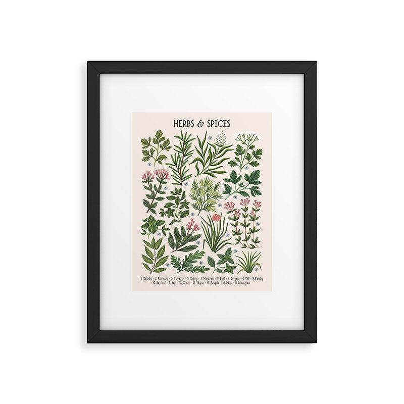 Herbs & Spices - beige Framed Art Print Gallery Image 4