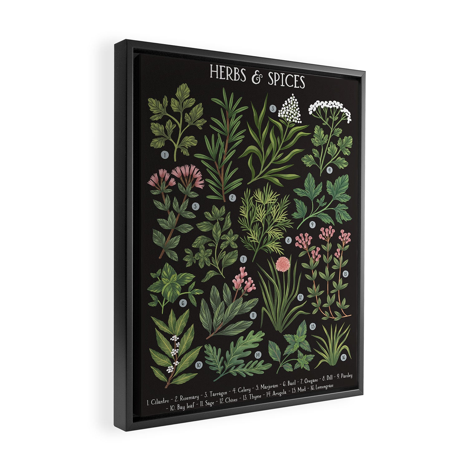 Herbs & Spices - dark Framed Canvas Print Gallery Image 2