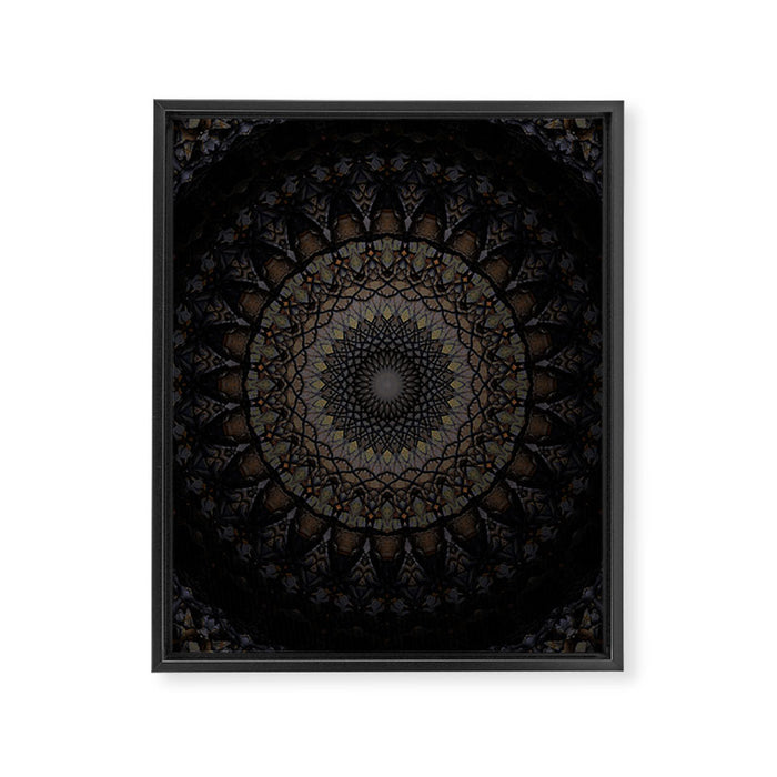 Digital mandala in dark brown tones Framed Canvas Print Gallery Image 1